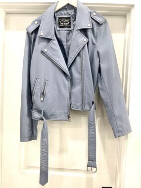 Levi Strauss & Co Light Blue Pleather Moto Jacket